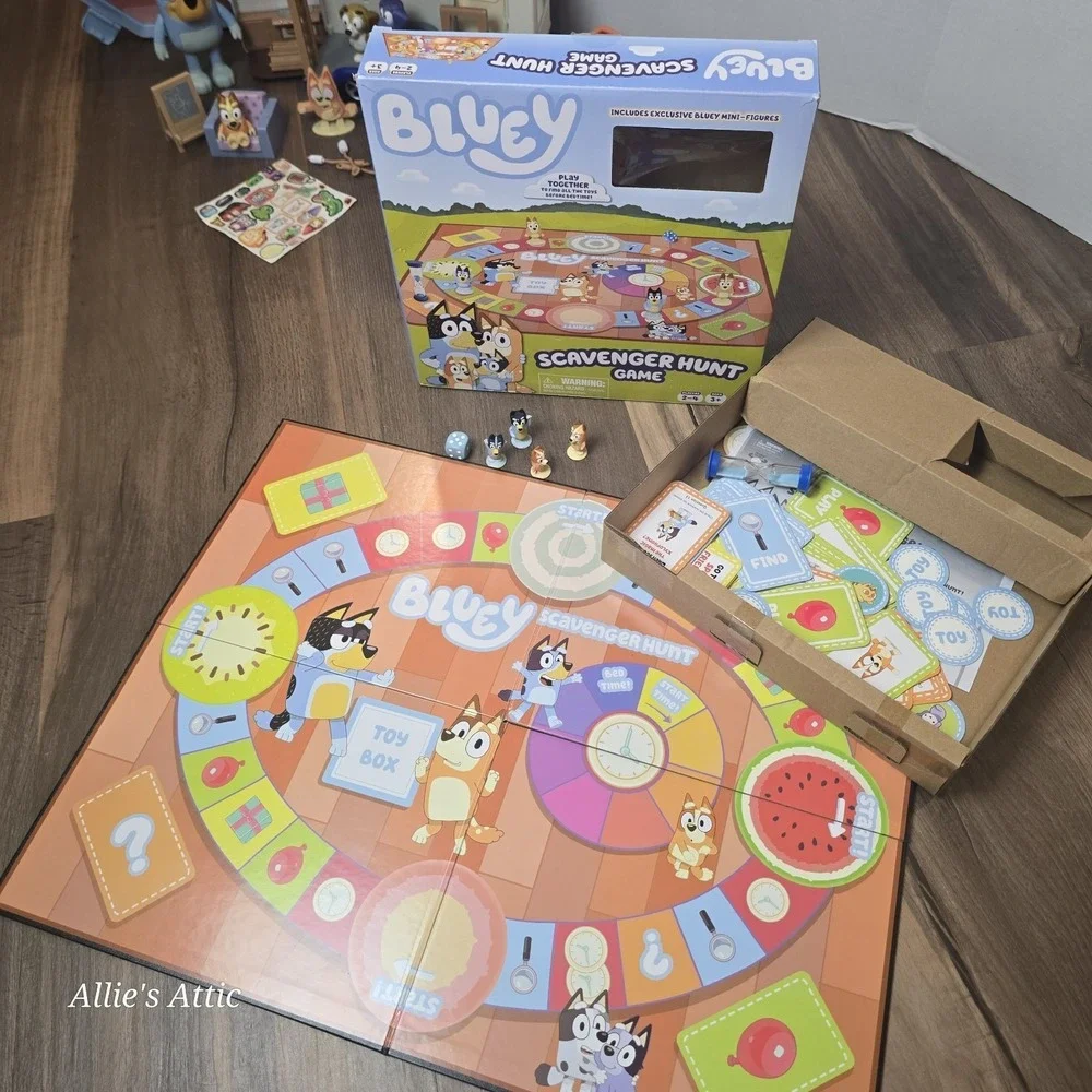 Bluey Lot Caravan Play Set Jeep Camper Figures Toy Hide Seek Scavenger Hunt Game